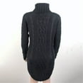 thumbnail image 4 of Viikei Cardigan Sweaters for Women Oversized Sweaters for Women Ladies Solid Color Strip Turtleneck Long Sleeve Sweater Dress, 4 of 7