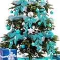 thumbnail image 6 of 60 Pieces Glittered Artificial Leaf Spray Picks 13" Tall for Christmas Winter Wedding Wreath Tree Floral Arrangment Vase Bouquets Table Centerpieces Decoration (Teal), 6 of 7