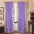 thumbnail image 2 of Lavender Rod Pocket  Sheer Sari Curtains w/ Silver Border -43W x 108L-Pair, 2 of 2