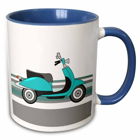 

3dRose Blue Retro Scooter - Two Tone Blue Mug 11-ounce