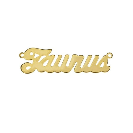Aries Zodiac Pendant - Zodiac Stamping Pendant Link, Script Font Aries 11.5x34.5mm, 1 Piece, Gold Plated