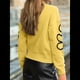 thumbnail image 4 of Suéter Informal de Larga con Cuello Redondo y Hombros Caídos para Mujer, Tejido de Punto Amarillo M, 4 of 9