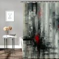 thumbnail image 2 of Shangniulu Shower Curtain for Bathroom with Hooks,Without Odor Polyester Fiber Material,Red Gray Black Abstract pattern Bathroom Decorative Shower Curtains Water Repellent Washable, 2 of 6
