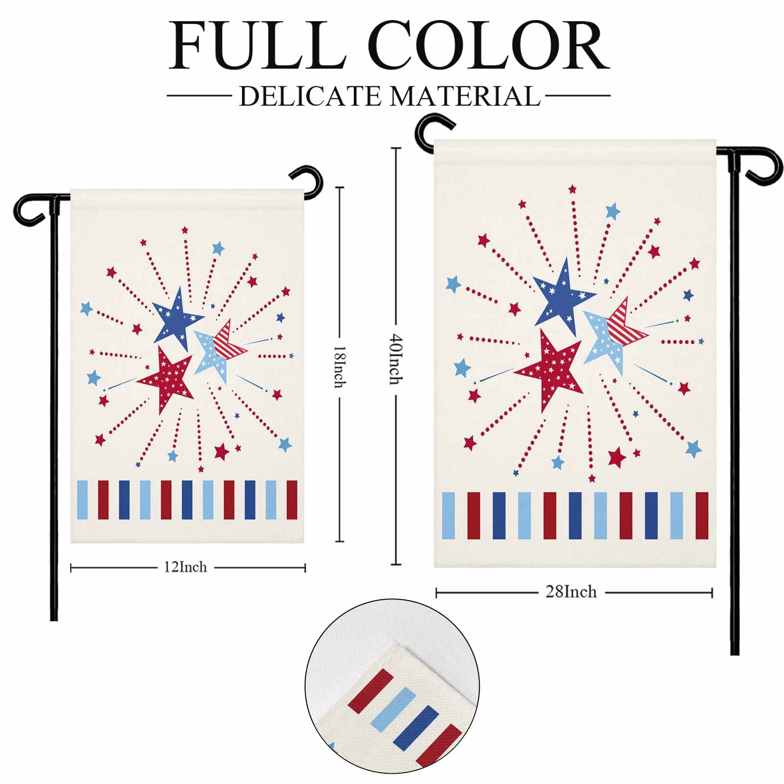 4th of July Garden Flags USA Flag Stripes Garden Flag Double Sided Welcome Flag Patriotic Stars Red White and Blue Independence Day Yard Flags for Outdoor Lawn Porch Memorial Day Decor 28x40 Inch