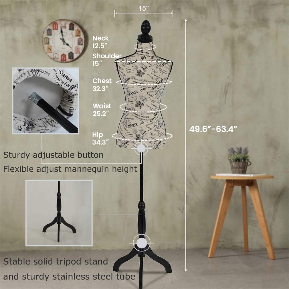 FDW 67 "H Polypropylene New,Adult Female Mannequin ,Wooden Tripod Stand, Perfect for Display
