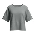 thumbnail image 5 of Basic Oversized Cropped T Shirts for Women Boxy Tee Shirts for Women Plus Size Workout Athletic Crop Tops Drop Shoulder Round Neck Half Sleeve Loose Fit Top Trendy Cute Flowy Tee Shirts Grey Xl, 5 of 7