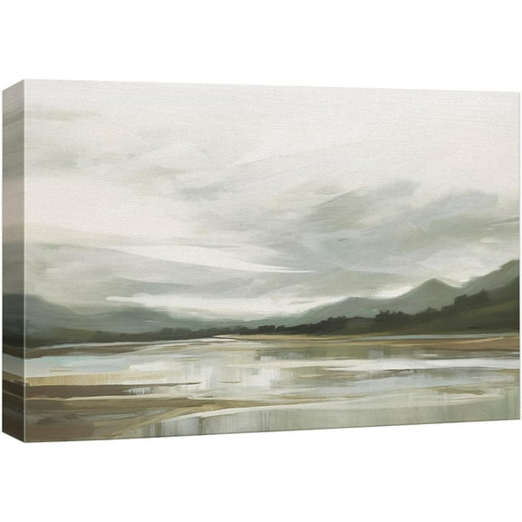 PixonSign Canvas Print Wall Art Storm Cloud Mountain Range Lake Nature Wilderness Illustrations Fine Art Decorative Farmhouse/Country Relax/Calm/Cozy Multicolor Zen for Bedroom - 16"x24"