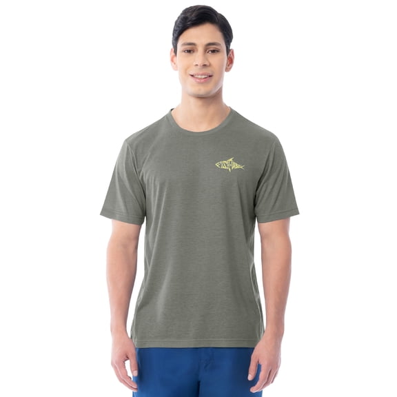 Fish N Vibe Men's Short Sleeve Fishing Performance Outdoor Graphic T-Shirt, Monument, 3XL