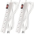 thumbnail image 1 of Protector contra sobretensiones Power Strip PLUGTUL, 6 salidas, paquete de 2, 10 pies, 1 of 7