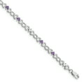 thumbnail image 1 of 925 Sterling Silver Rhodium-plated Amethyst and Diamond Bracelet, 1 of 2