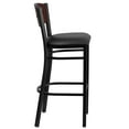 thumbnail image 6 of Flash Furniture 2 Pk. HERCULES Series Black 4 Square Back Metal Restaurant Barstool - Mahogany Wood Back, Black Vinyl Seat, 6 of 8