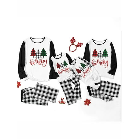 

Gwiyeopda Family Parent-Child Pajamas Sets Christmas Tree Pattern Clothes Baby Romper Nightwear Set