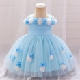 thumbnail image 2 of AUNVITO Baby Sleeveless Princess Dress Strappy 3D Tulle Party Gown Baptism Ceremony Formal Attire Elegant, 2 of 9