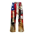 thumbnail image 4 of XIAfhje Linen Pants For Women Summer Fashion Casual The Usa 4Th Of July Patriotic Printing Elastic Waist Loose Pants Straight Wide Leg Trousers Loose Pants Lounge Pants With Pockets, 4 of 4