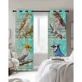 thumbnail image 3 of Teal Blue Birds Blackout Curtains, Light Blocking Print Window Curtains, Farmhouse Animals Country Thermal Insulated Window Drapes for Living Room Kitchen Cafe 2 Panels, 84"W x 63"L, 3 of 9