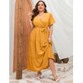 thumbnail image 5 of Plus Size Wedding Guest Maxi Dresses for Curvy Women, Summer Casual Floral Long Party Sundress with 3/4 Sleeve, 5 of 8