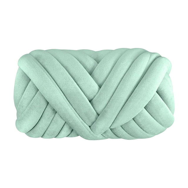 Tubo de hilo grueso de poliéster y algodón hilo tejido a mano tejido suave 250G hilo de peso lavable para hacer alfombras, bufanda, suéteres, Verde claro perfecl hilo grueso