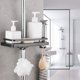thumbnail image 4 of Wall-Mounted Shower Shelf with Soap Holder, Hooks Towel Rack - Rustproof, Adhesive, No Drilling - Black - Compatible with Oral-B - 1 Pack, 4 of 5