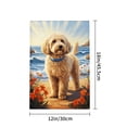 thumbnail image 4 of Amhnf Golden Labradoodle Dog On Beach With Ocean Waves And Flowers Garden Flag For Home Outdoor Garden Yard Decor 12x18 inch, 4 of 5