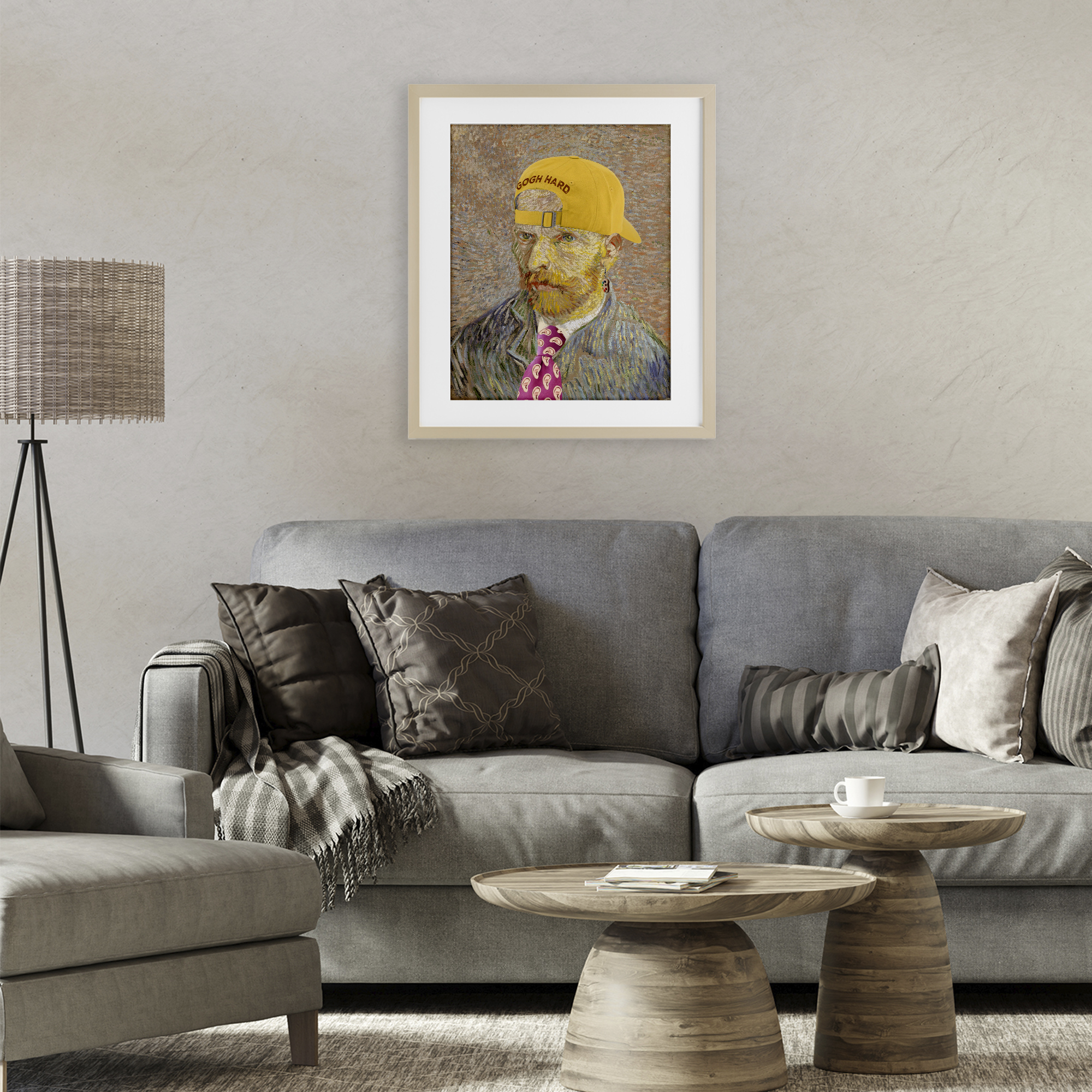 Van Gogh in Yellow hat Birch Framed Print Under Glass, design by Masters Redux