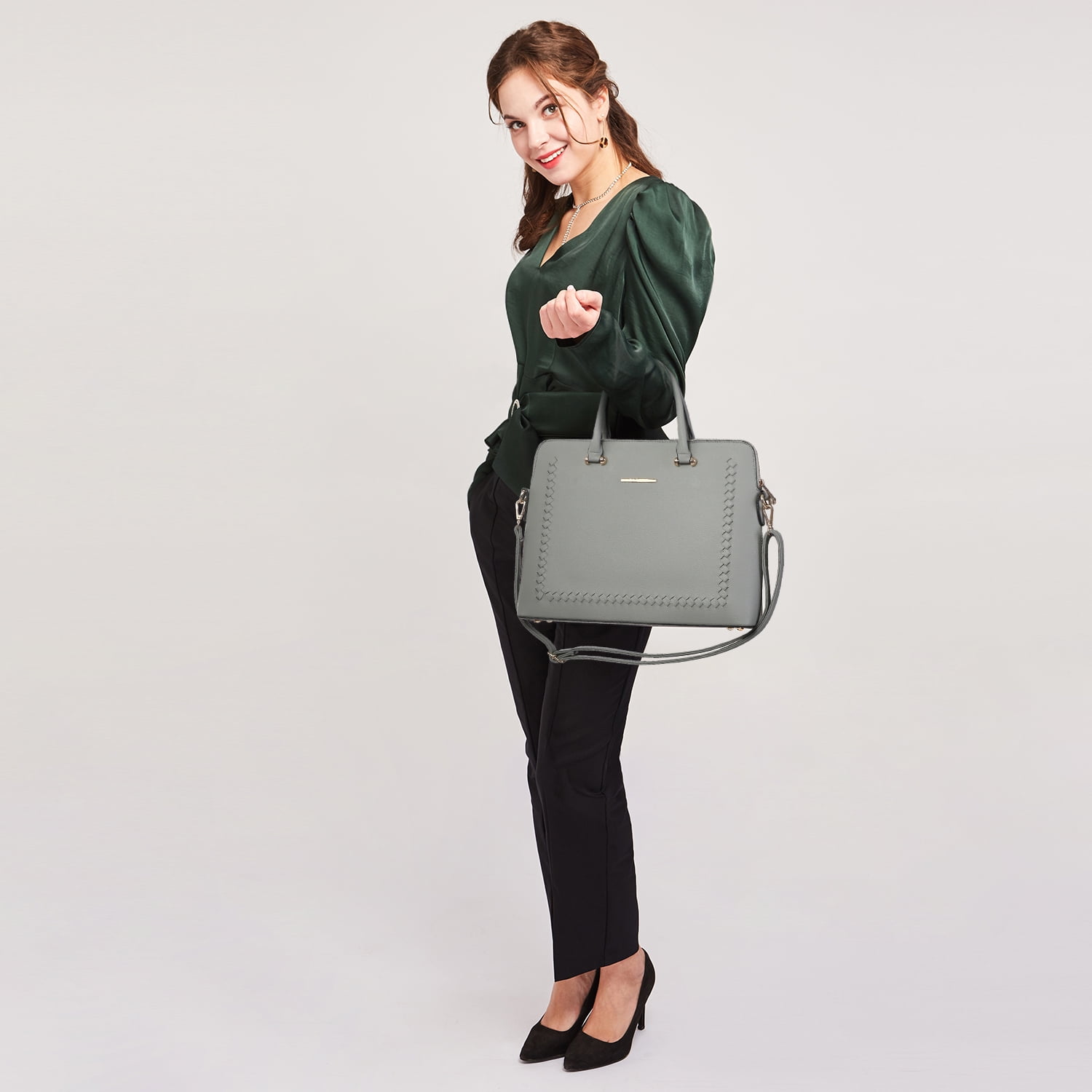 Dasein Women Handbags 2 Pcs Satchel Purse Top Handle Briefcase Work Bag for 14 in Laptop