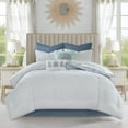 thumbnail image 2 of Madison Park 8-Piece Reversible Floral Cotton Comforter Set with Bed Skirt and Decor Pillows, Queen,Blue, 2 of 6