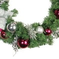 thumbnail image 3 of Northlight 24" Unlit Purple/Silver Poinsettia, Eucalyptus Artificial Christmas Wreath, 3 of 3