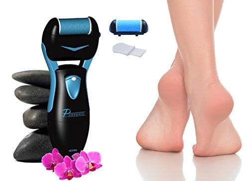 Pursonic Black Battery-Operated Callus Remover, Foot Spa and Foot Smoother CR360 with 2 Cartridge Rollers