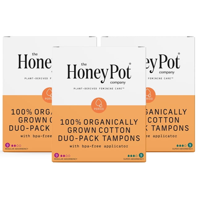 Tampones The Honey Pot Company 100% algodón orgánico 54 unidades