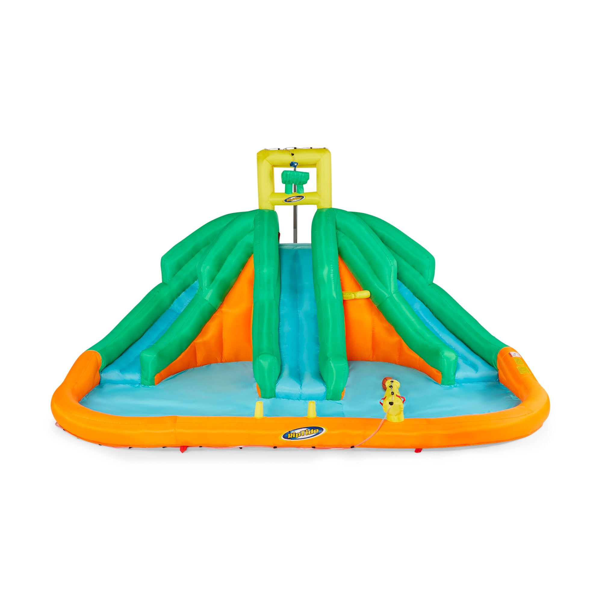 magic time adventure falls inflatable water park with 2 slides and basketball hoop