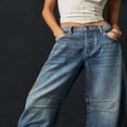thumbnail image 3 of QJUHUNG Women  Loose Jeans Solid Color Mid-Rise Barrel Denim Pants, 3 of 6