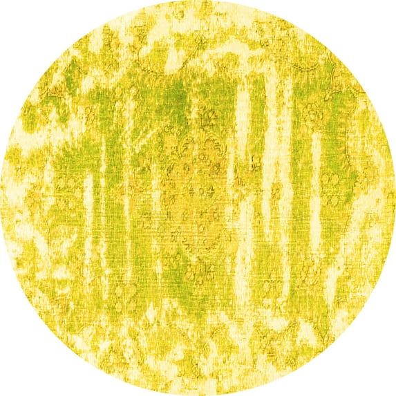 Ahgly Company Indoor Round Persian Yellow Bohemian Area Rugs, 3' Round