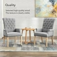 thumbnail image 5 of Foredo Elegant Linen Fabric Upholstered Armchair with Solid Wood Legs, Tufted Side Chair for Bedroom Dining Room, Light Gray, 5 of 8