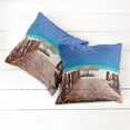 thumbnail image 6 of Ambesonne Tropical Throw Pillow Cover 2 Pack, Sandy Beach Resort, 24", Chocolate Navy Turquoise, 6 of 7