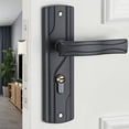 thumbnail image 5 of Cerradura de manija de puerta, juego de cerradura de puerta delantera negra con llaves, juego de llaves de bloqueo de cojinete silencioso para puerta de casa universal (7x2x1,5 pulgadas), 5 of 5