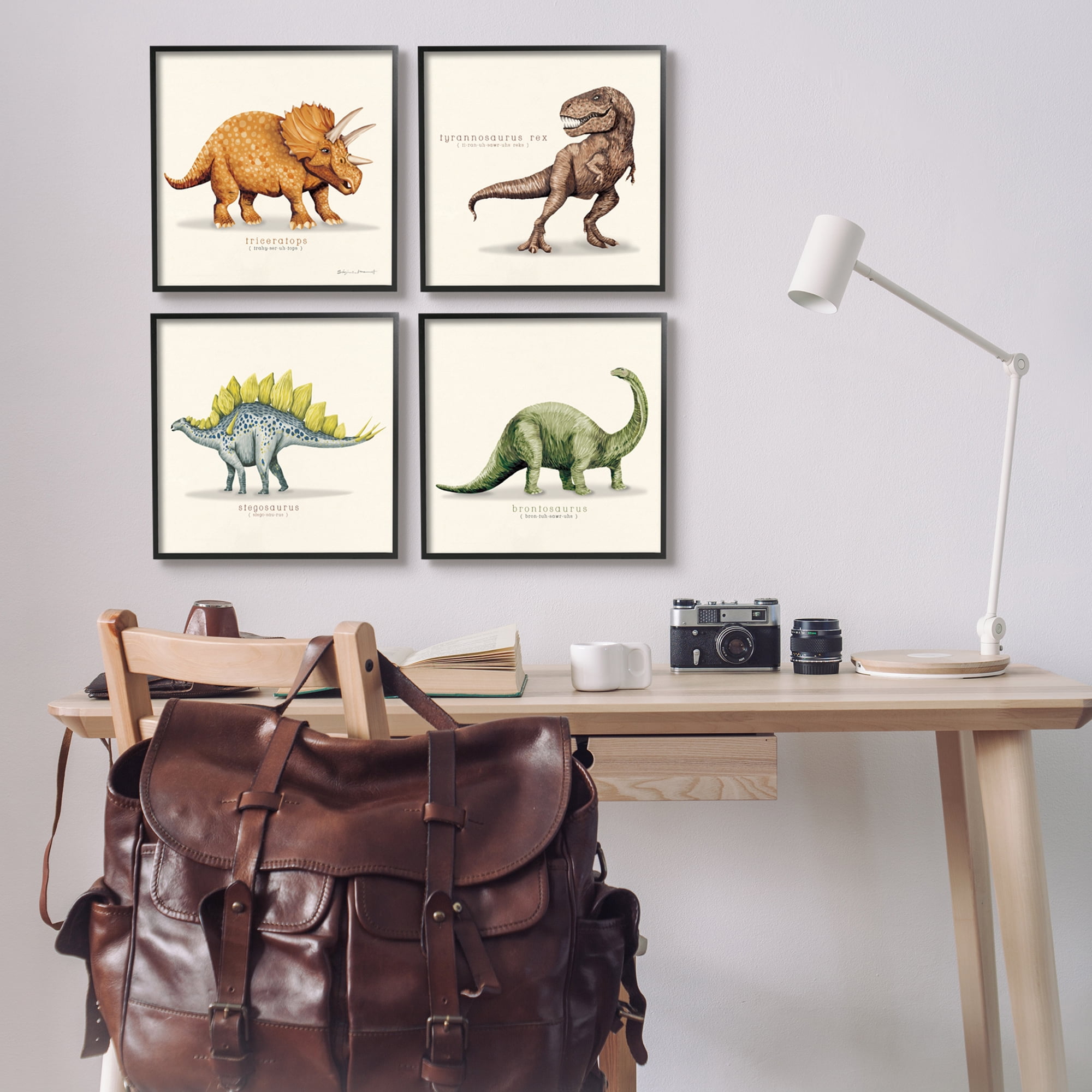 Stupell Educational Dinosaurs Scientific Species Animals & Insects Painting Black Framed Art Print Wall Art, Set of 4