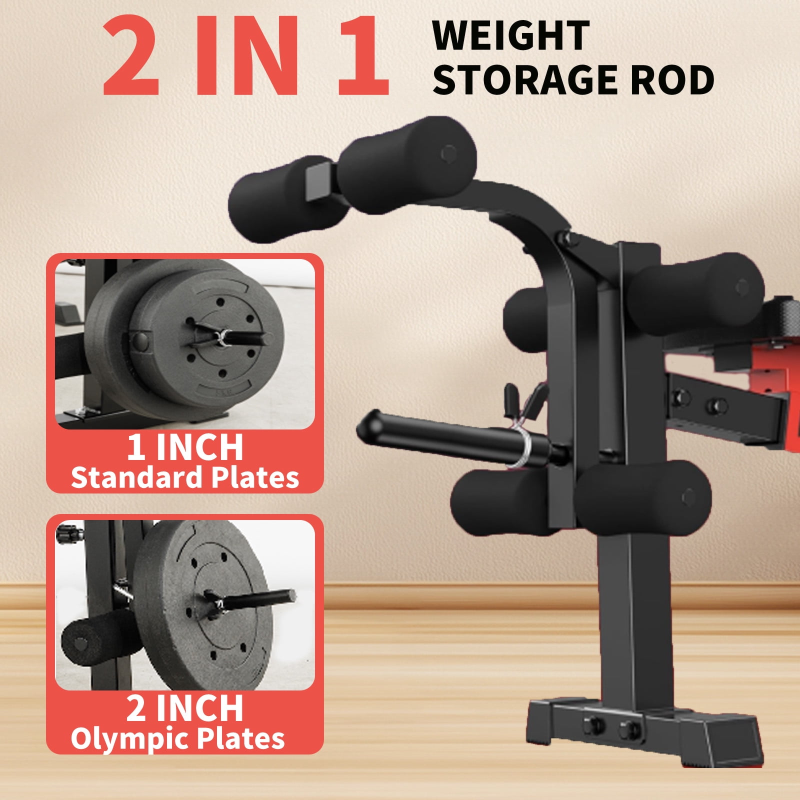 6 in 1 Olympic Weight Bench Set , Adjustable Bench Press with Squat Stand and Leg Developer for Home Gym Full Body Workout