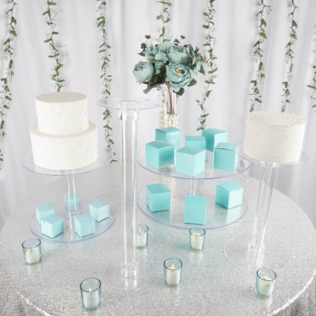 Efavormart Lovely 4 Tier Acrylic 18 inch Crystal Glass Clear Cake Dessert Decorating Stand For Birthday Xmas Party