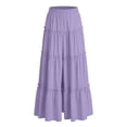 thumbnail image 3 of FRSASU Women's Maxi Skirt,Flowy Swing Ruffle Tiered Elastic High Waist Long Skirts, Summer Casual Beach Vacation Clothes Purple-B, 3 of 4