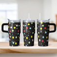 thumbnail image 2 of Leak Proof Lid 20oz Stainless Steel Insulated Tumbler With Handle Geometric Pattern Double Wall Travel Mug and Straw, 2 of 5