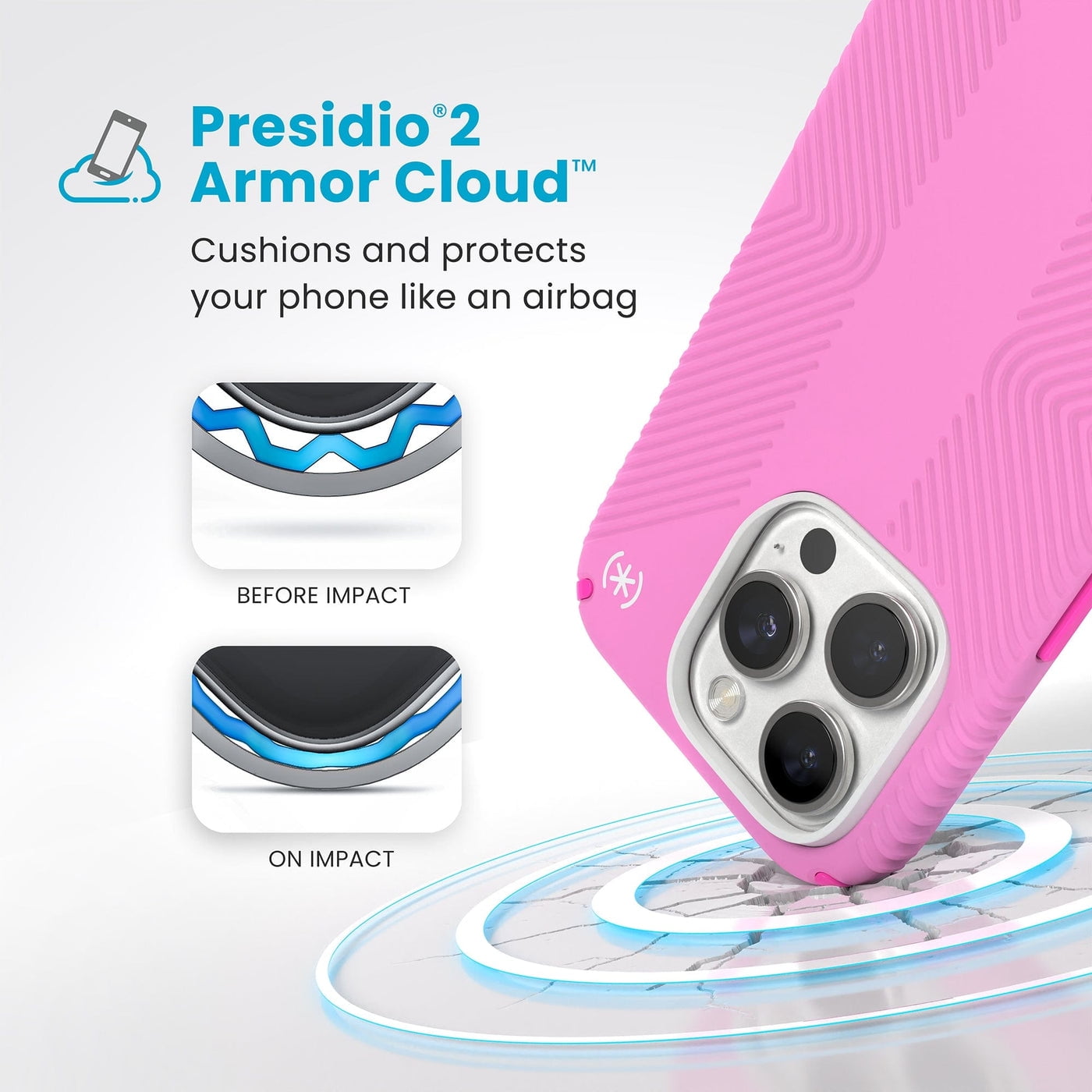 Speck Presidio2 Grip MagSafe for Apple iPhone 16 Pro Max Case,  True Pink/Shocking Pink