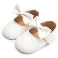 thumbnail image 2 of Fimkaul Baby Sneakers Girls Patent Leather Cute Bow FirstWalk Hook Loop Casual Shoes White, 2 of 6
