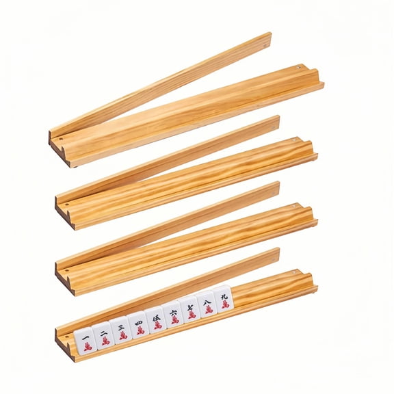 4 PCS Mahjong Racks Set ,Wooden Mahjong , with Detachable Magnetic Pushers Magnetic Attachments Trays/Holders for Mahjong & Dominoes