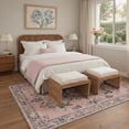 thumbnail image 2 of 2x7 Area Rugs for Hallway Machine Washable with Non Slip Backing, Low Pile Lightweight Runner Rug for Laundry Room, Bedroom, Bathroom, Floral Medallion Print Pattern, Dusty Rose, 2 of 4