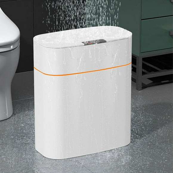 Smart Sensor Trash Can IPX5 Office Toilet Electronic Waterproof Automatic Induction Bathroom Garbage Bin Dustbin Rubbish Waste Bucket Living Room White