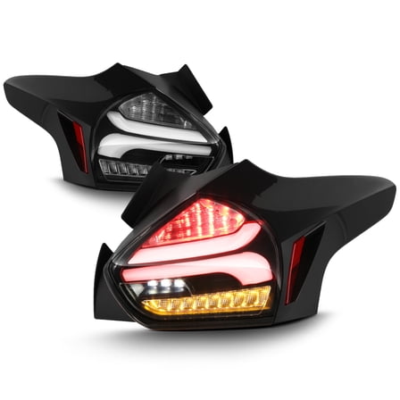 2015-2018 Ford Focus Hatchback LED SEQUENTIAL Signal Black Tail Lights Lamps Set