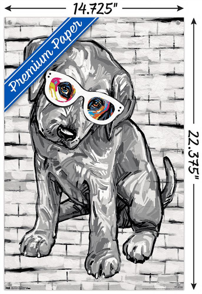 PD Moreno - Dog Glasses Wall Poster with Push Pins, 14.725" x 22.375"