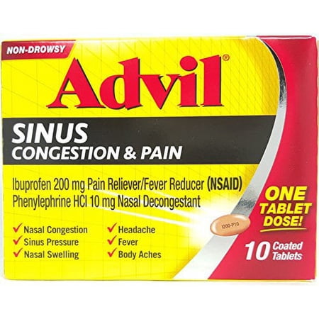 Advil® Sinus Congestion & Pain, 10 Coated Tablets Per Pack (2 Packs)