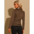 thumbnail image 3 of Chaqueta de Gamuza Sintética para Mujer Chaqueta de Cuero con Cuello de Solapa y 2 Botones marrón S, 3 of 5
