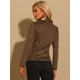 thumbnail image 3 of Chaqueta de Gamuza Sintética para Mujer Chaqueta de Cuero con Cuello de Solapa y 2 Botones marrón S, 3 of 5